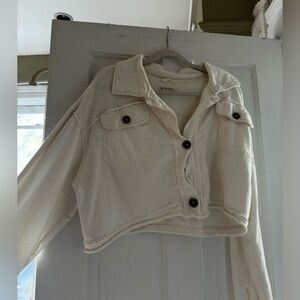 We The Free Off-White Utility Crop Button Up